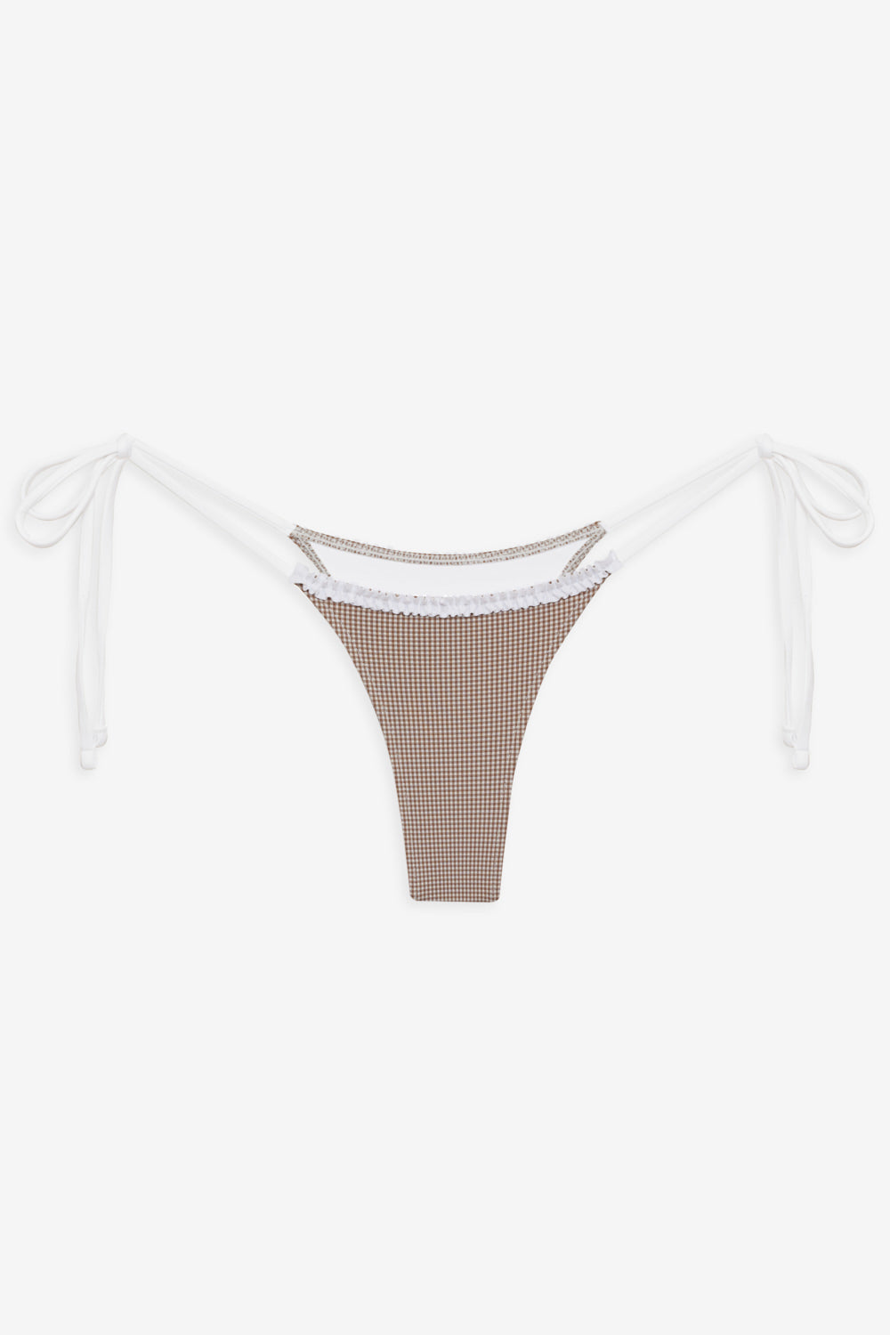 Divine Gingham Skimpy Bikini Bottom - Brown Gingham