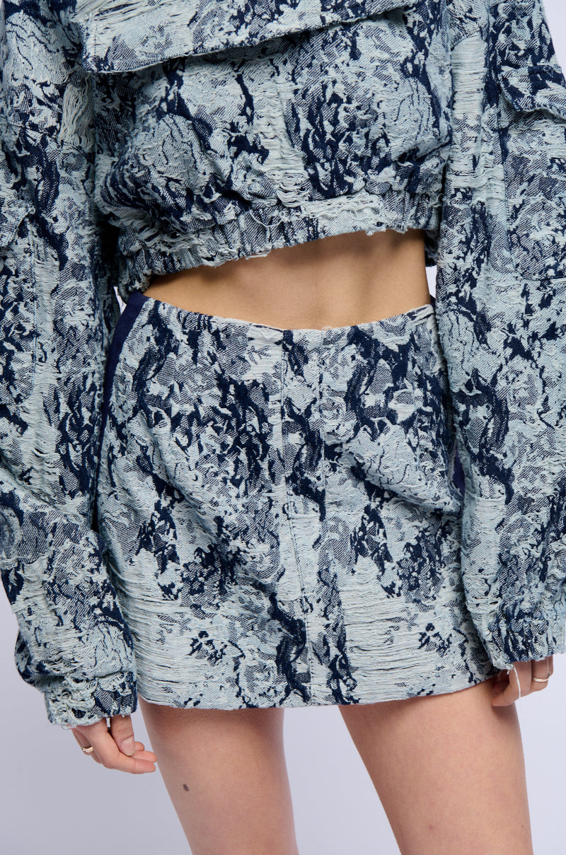 FLORAL DENIM MINI SKIRT