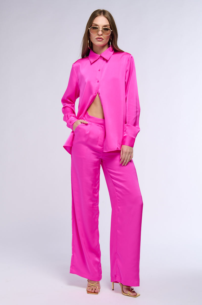 OPEN TO WHATEVER WIDE LEG SATIN TROUSER IN PINK