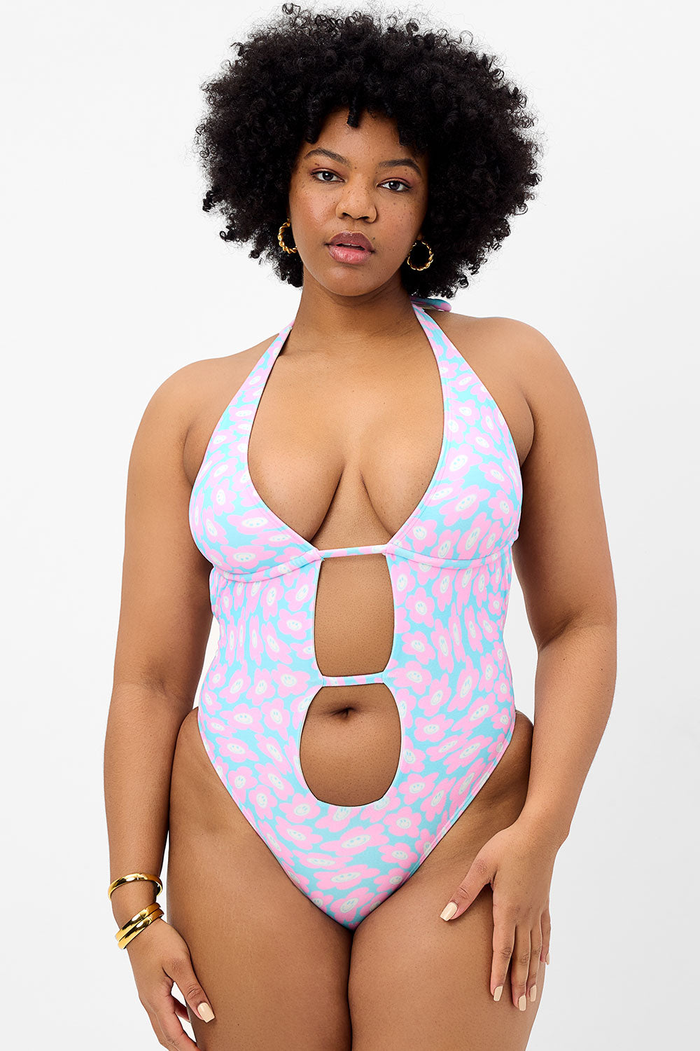 Paris Terry Halter One Piece Swimsuit - Daisy Dream