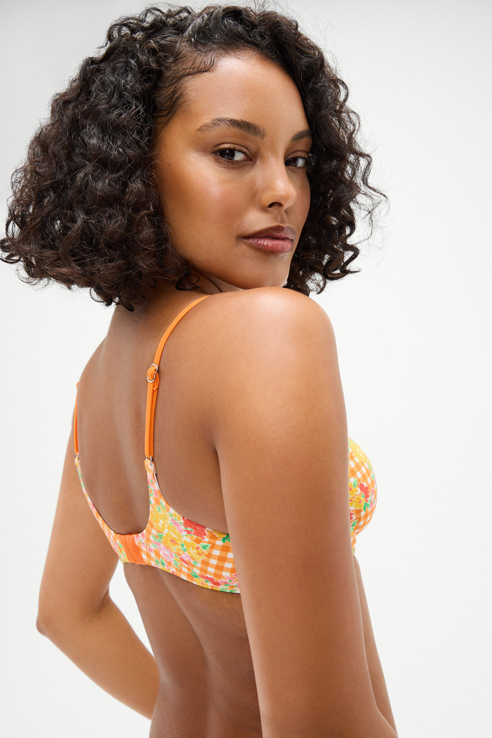 Dean Floral Underwire Bikini Top - Marigold Gingham