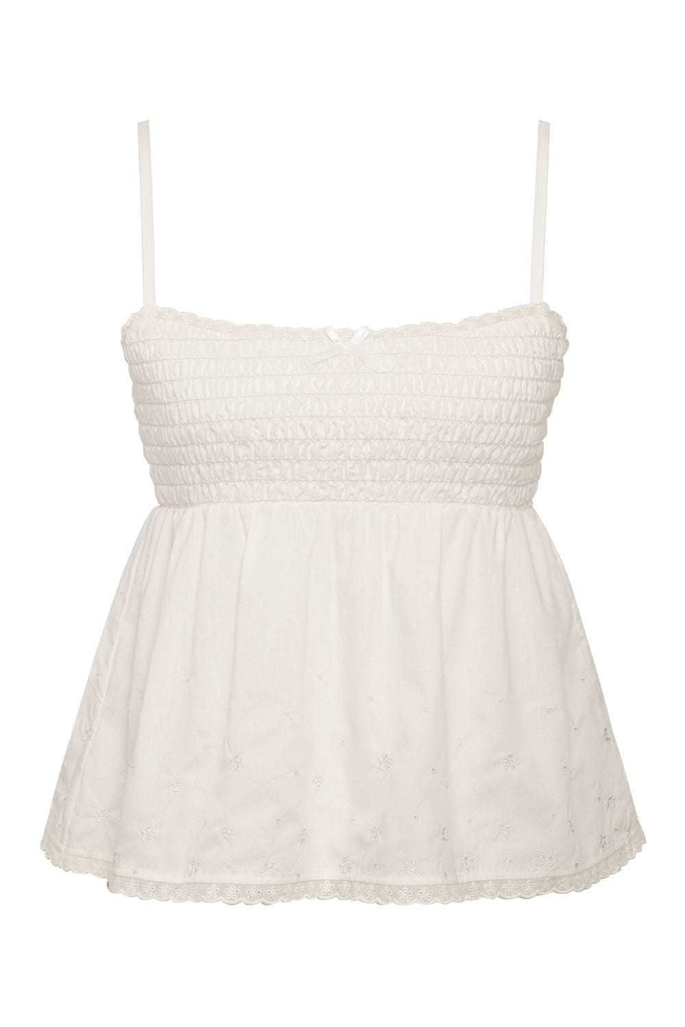 Cherub Embroidered Ruffle Tank - White