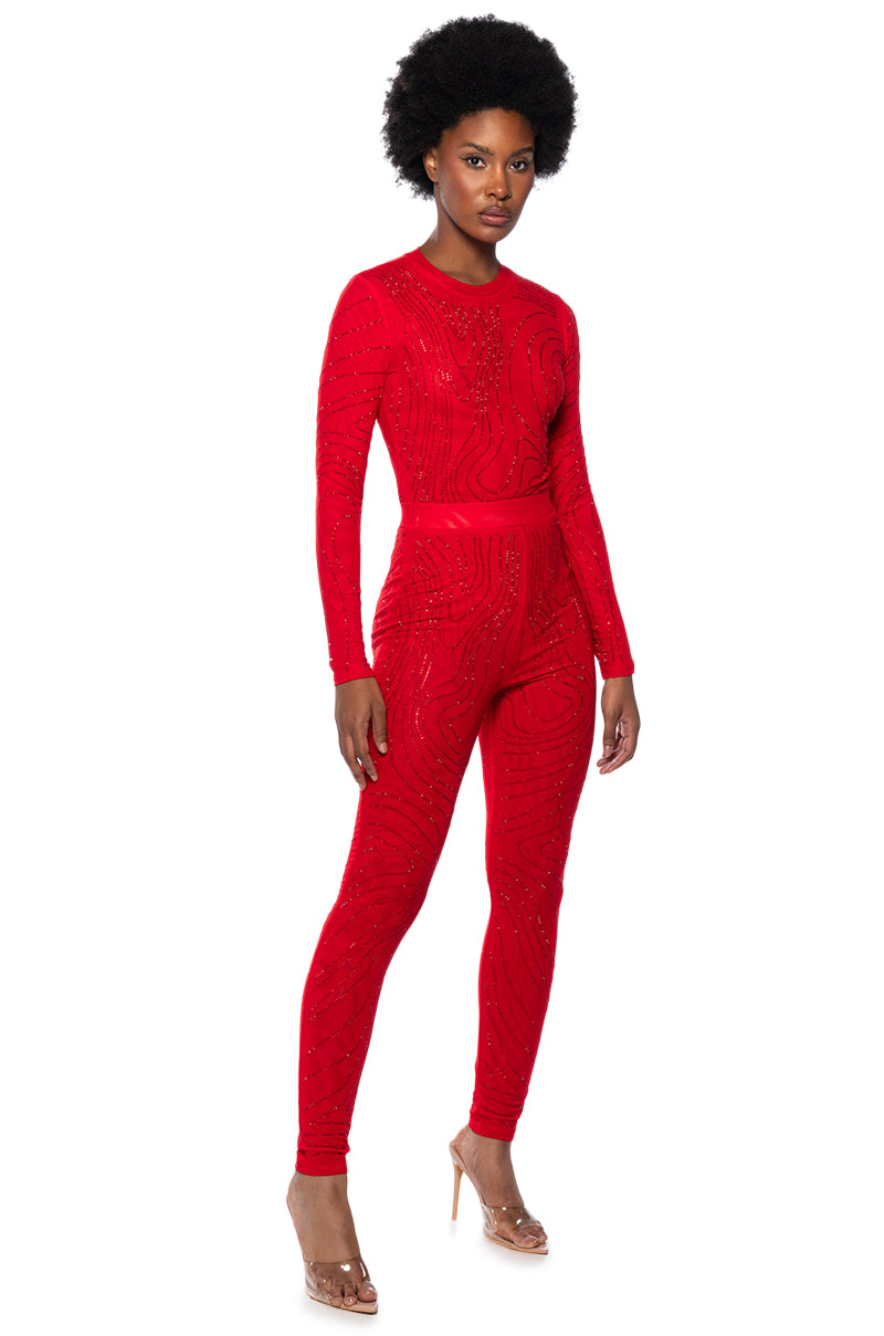 SASHA EMBELLISHED MESH LONG SLEEVE BODYSUIT