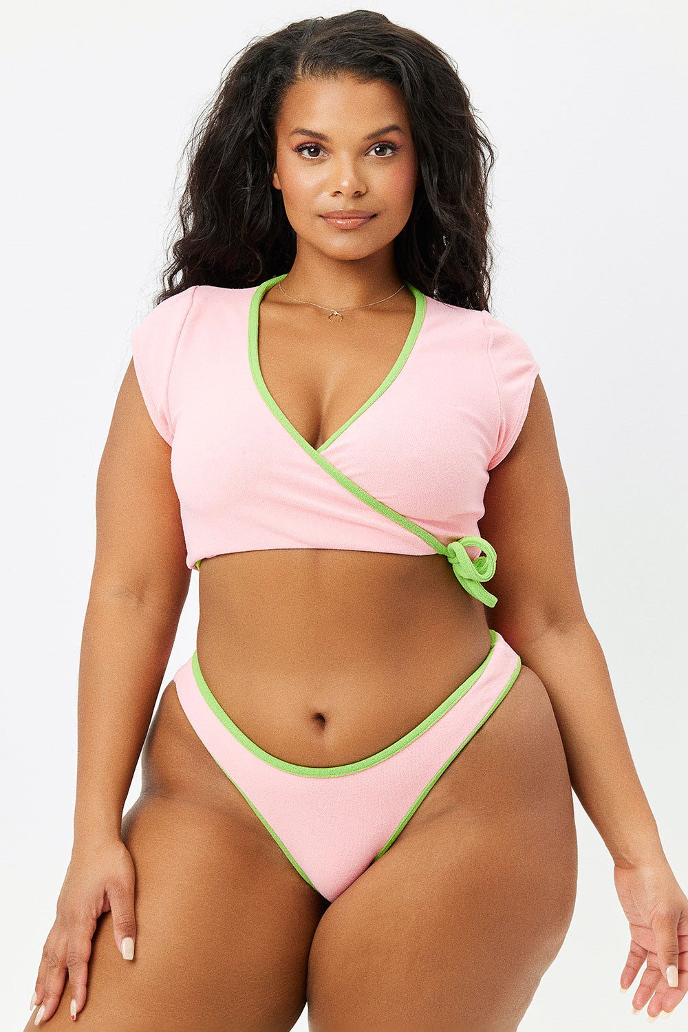 Soleil Terry Tie Front Bikini Top - Summer Melon