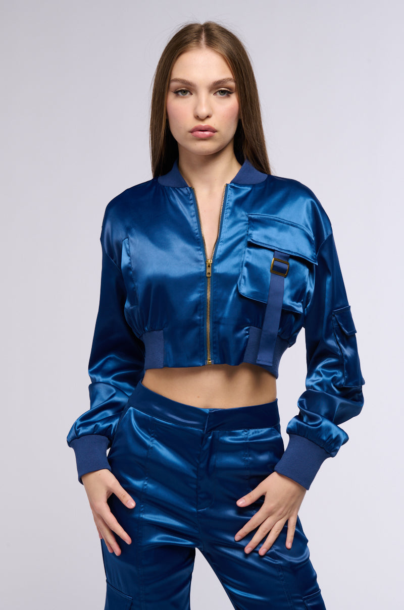 FOR THE THRILL OF IT SATIN BOMBER