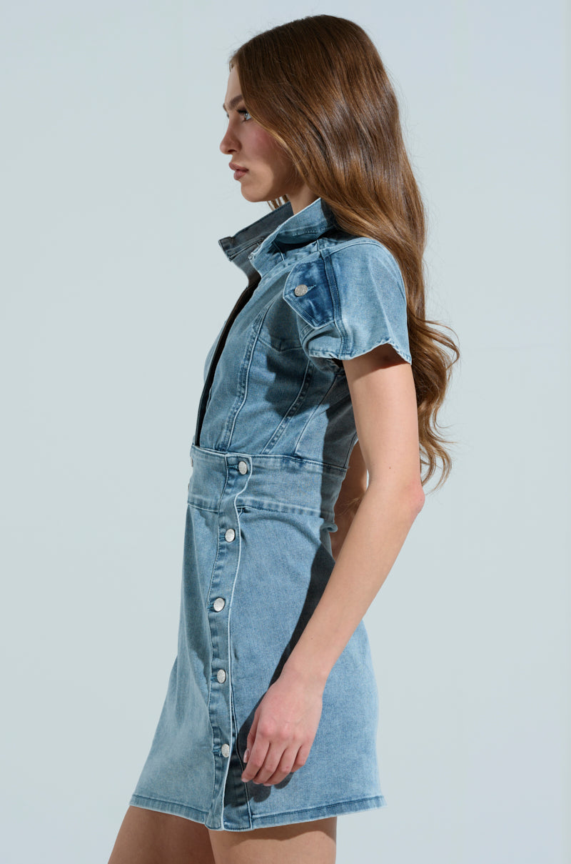 NEVER TOO MUCH DENIM MINI DRESS