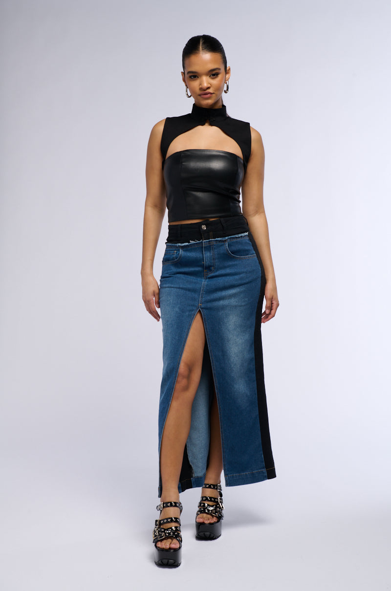 LET IT HAPPEN MAXI DENIM SKIRT