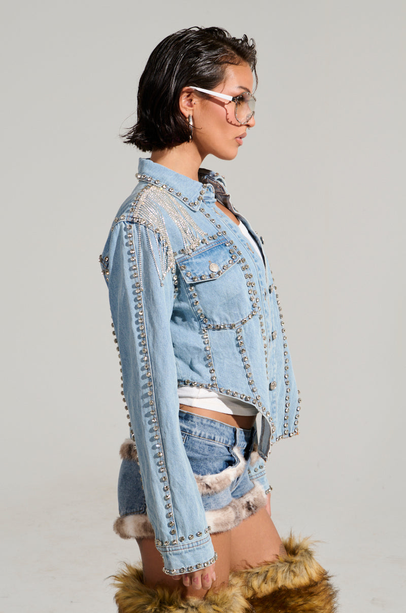 CARLIS DISTRICT COWGIRLS BLING DENIM JACKET