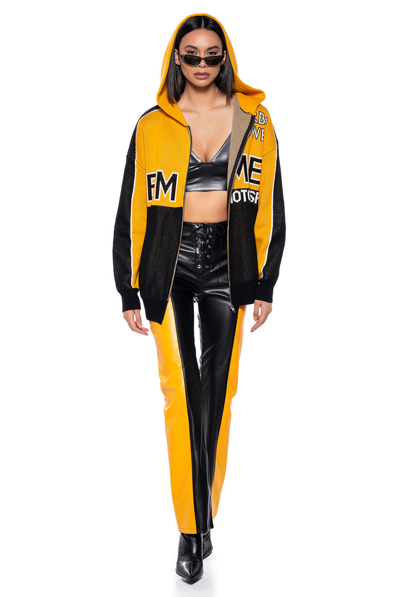 FEMME RACING KNIT ZIP UP SWEATSHIRT