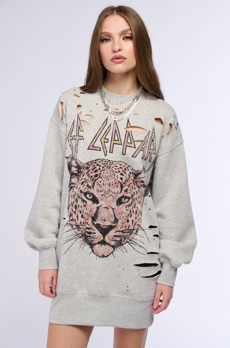 DEF LEPPARD ANNUAL LONG SLEEVE SWEATSHIRT DRESS