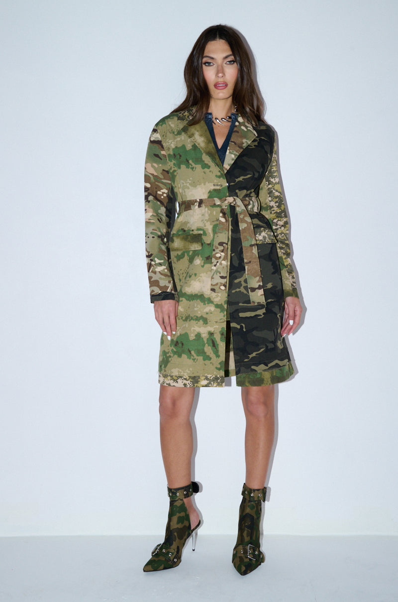 RICKY PATCHWORK CAMO TRENCH