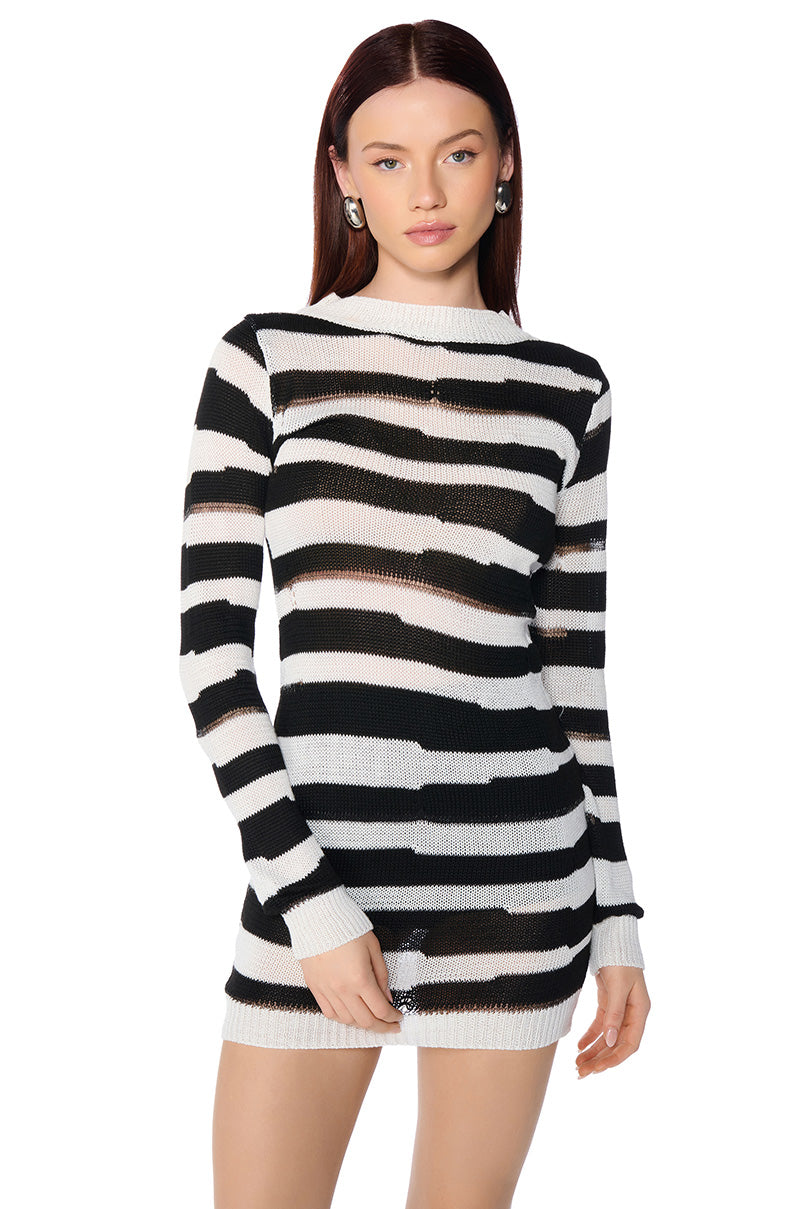 ANI STRIPED LONG SLEEVE MINI DRESS