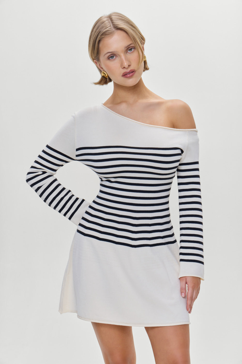 Boardwalk Off Shoulder Mini Dress - Ivory