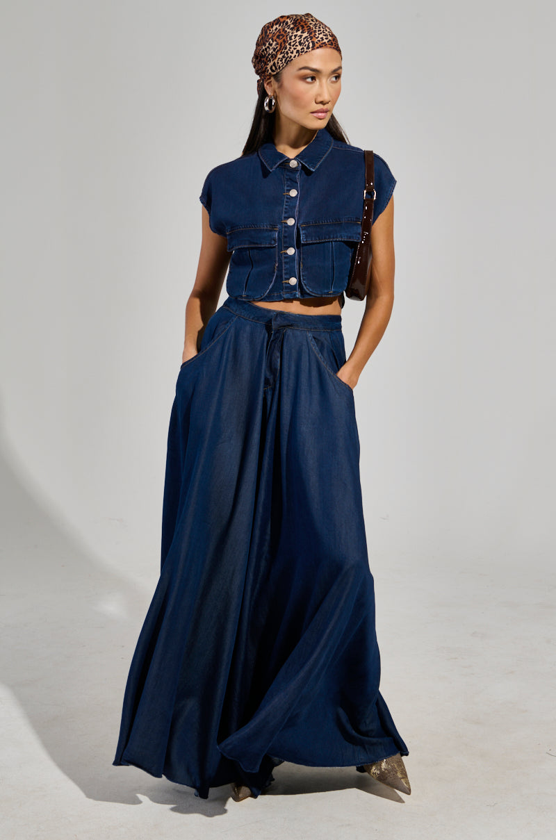 CARRIE ULTRA WIDE LEG DENIM TROUSER