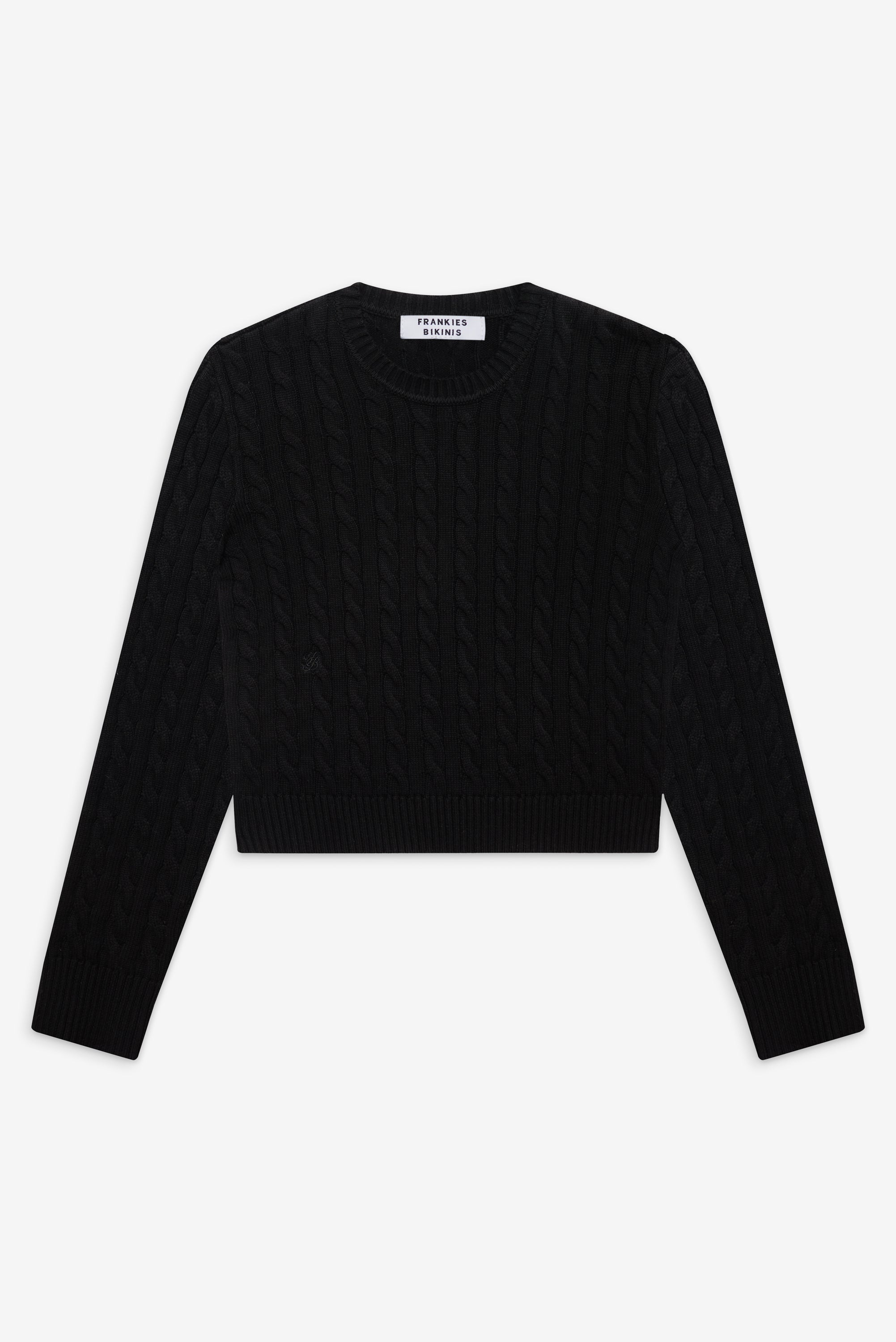 Varsity Cable Knit Sweater - Black