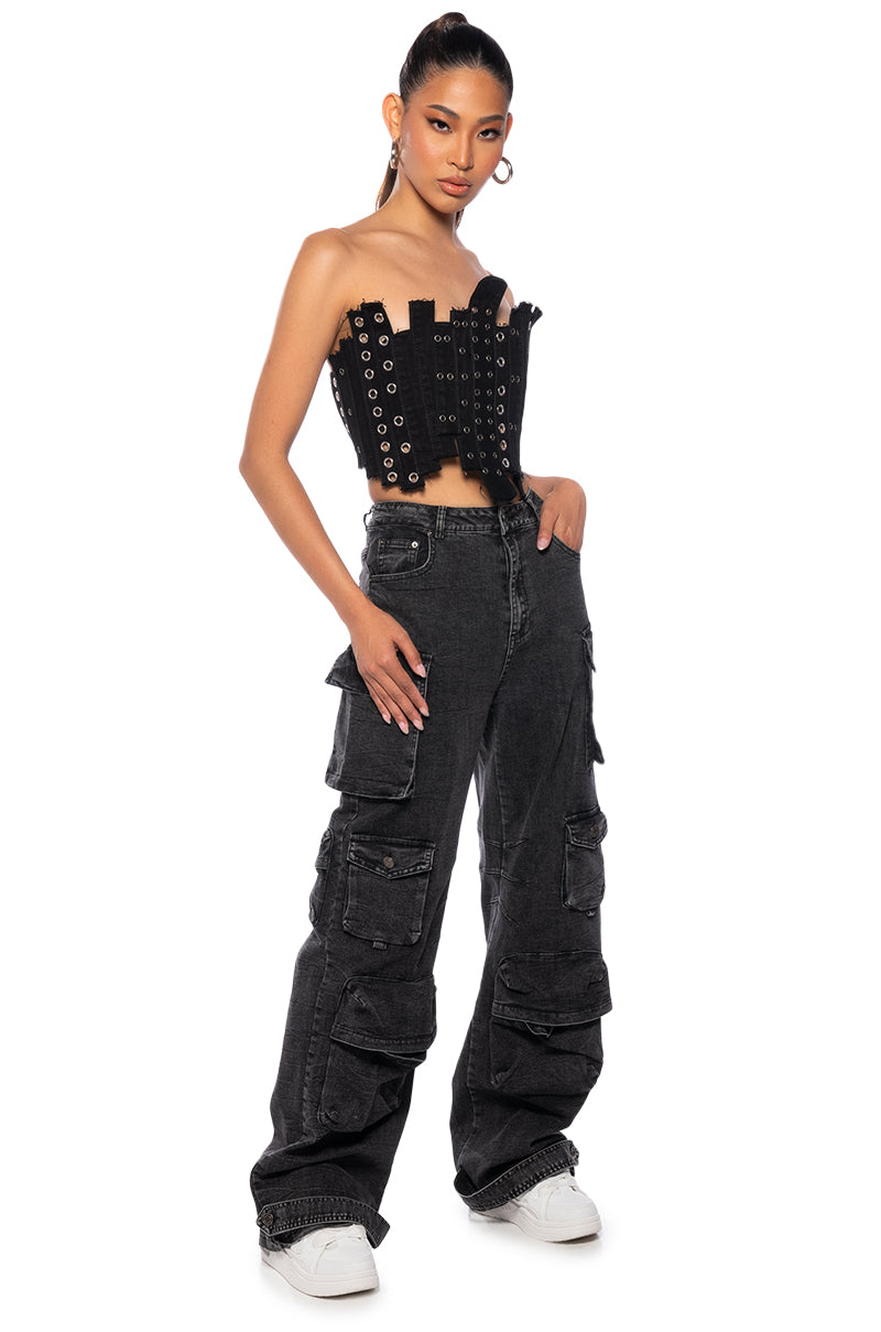 IVY PATCHWORK DENIM CORSET