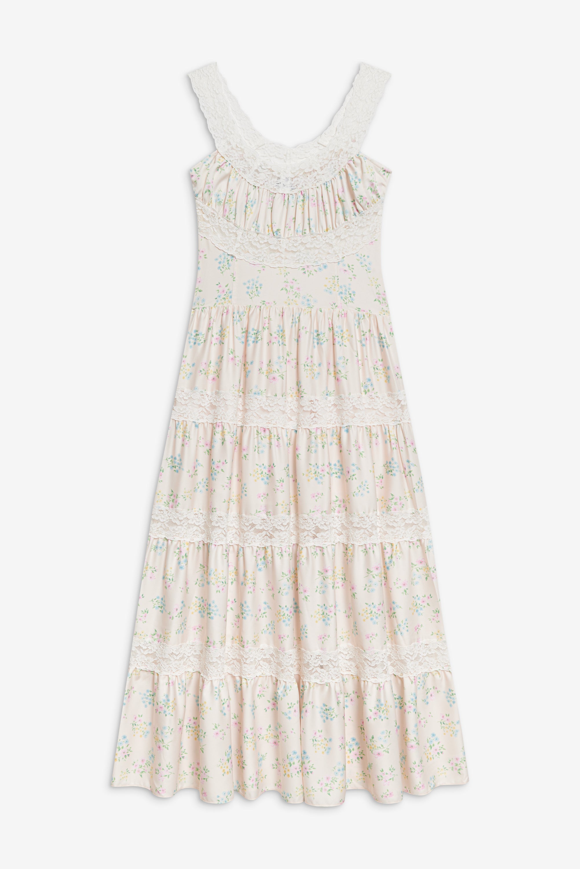 Dakota Floral Satin Maxi Dress - French Riviera