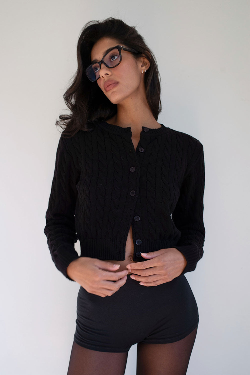 Dudley Cable Knit Cardigan - Black