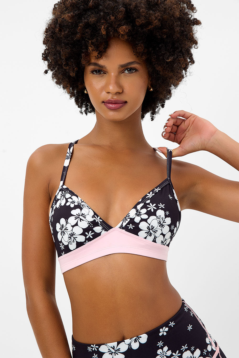 Billie Racerback Floral Sports Bra - Plush Plumeria