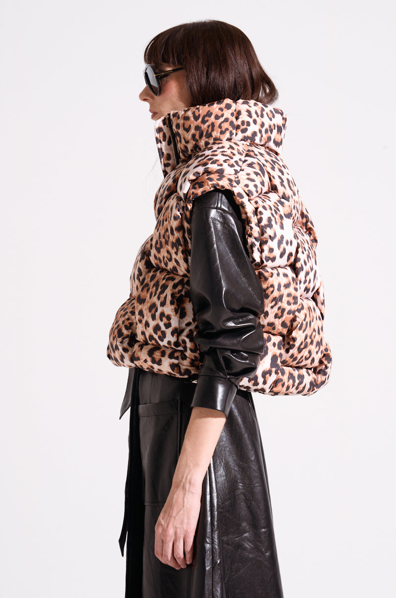 CHEETAH WEAVE PUFFER VEST