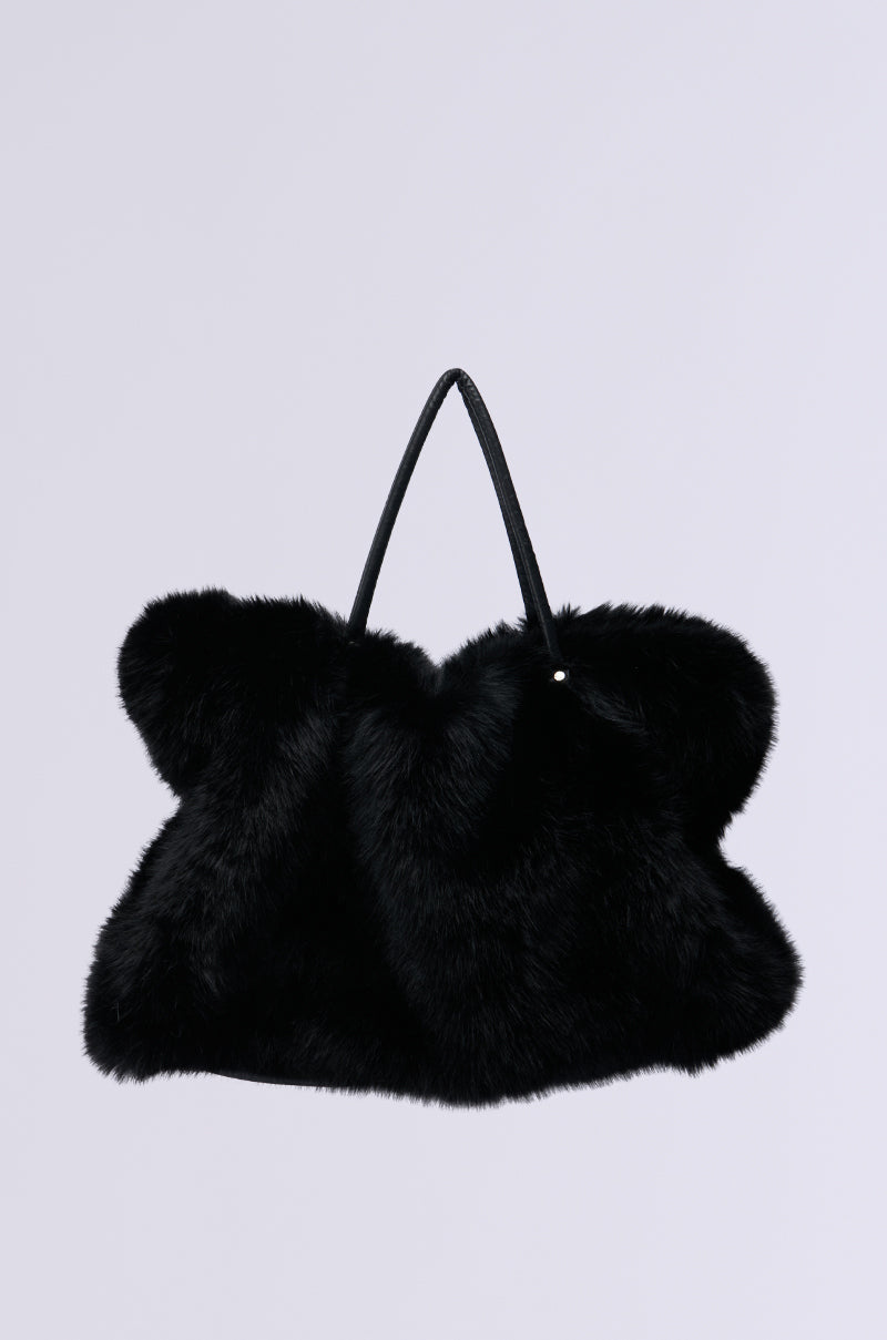 YETI LARGE FAUX FUR TOTE IN BLACK