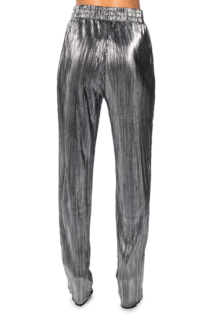 NOEL PLEATED METALLIC PALAZZO PANT