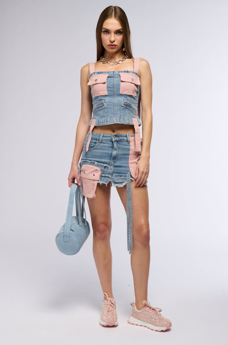 DONT STOP ME NOW DENIM MINI SKIRT