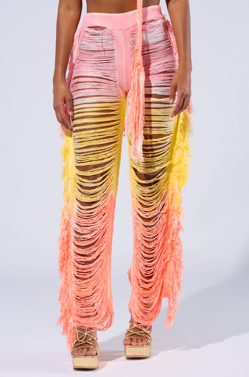 TIME TO DANCE CUTOUT FRINGE PANT AND TOP SET