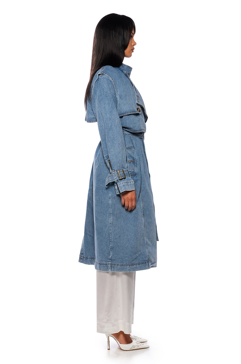 TOOK A WALK ON BLOOME DENIM TRENCH