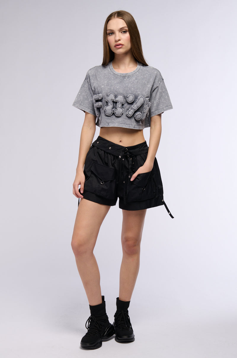 F WORD CROPPED MINERAL WASH T SHIRT