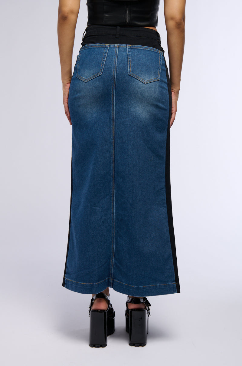 LET IT HAPPEN MAXI DENIM SKIRT