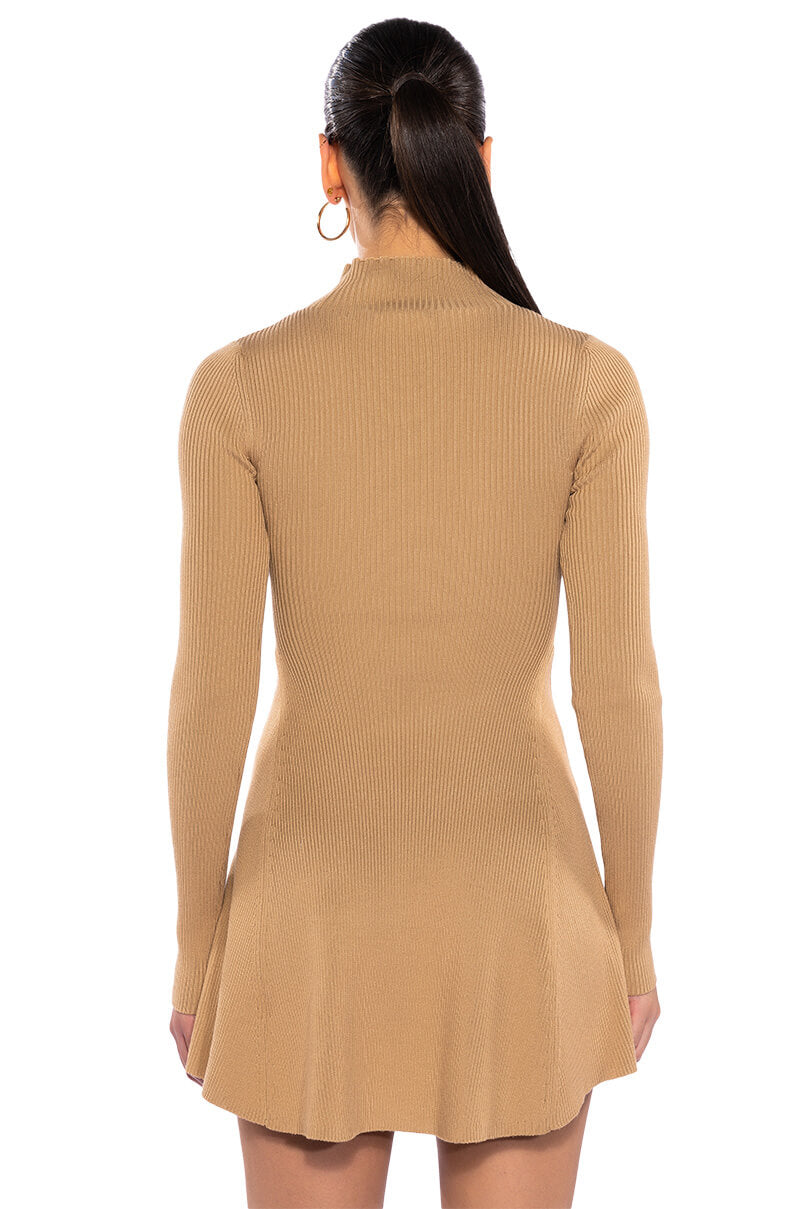 JACIE MOCK COLLAR KNIT MINI DRESS