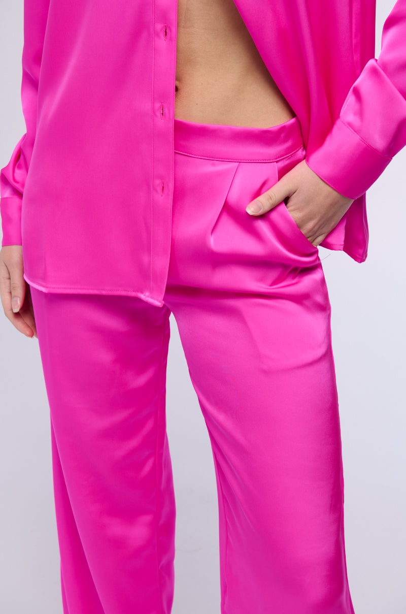 OPEN TO WHATEVER WIDE LEG SATIN TROUSER IN PINK