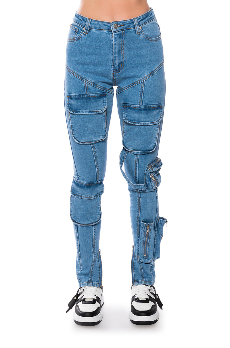 ONE STEP AT A TIME SKINNY CARGO JEANS