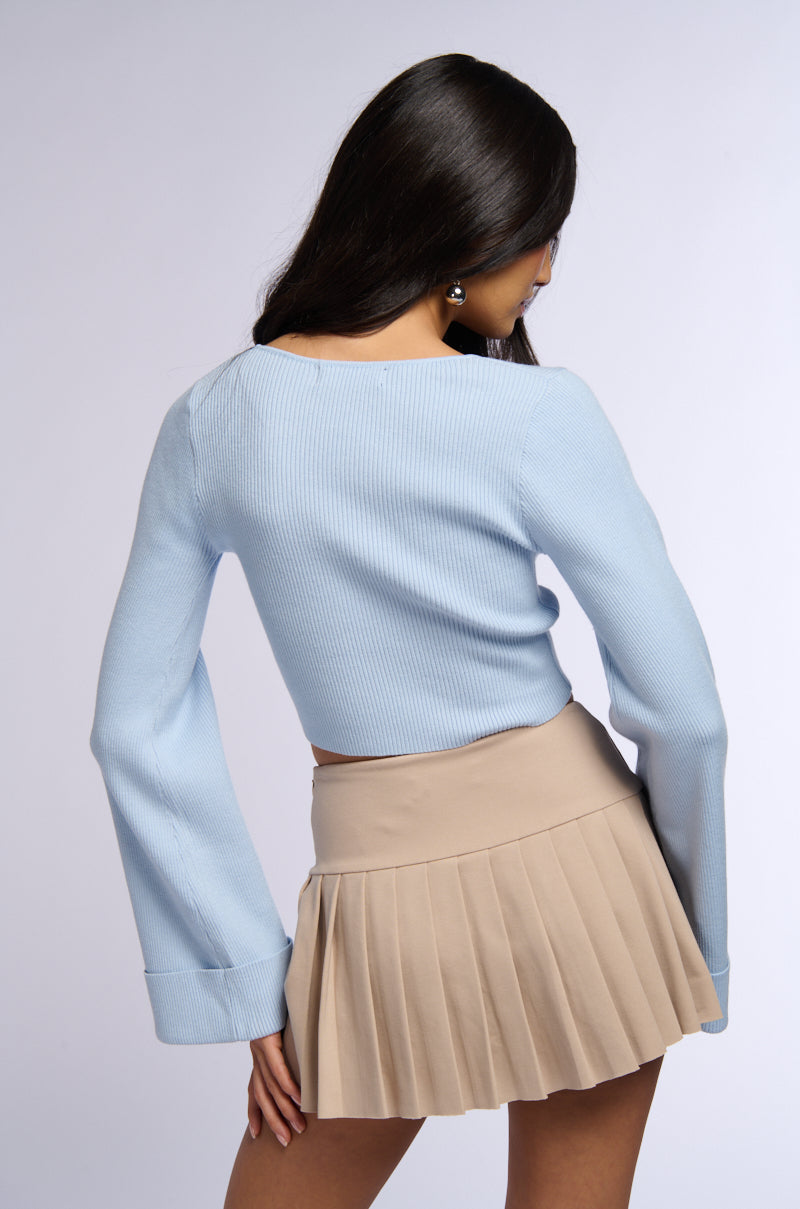 BELLA LONG SLEEVE KNIT CARDIGAN IN LIGHT BLUE