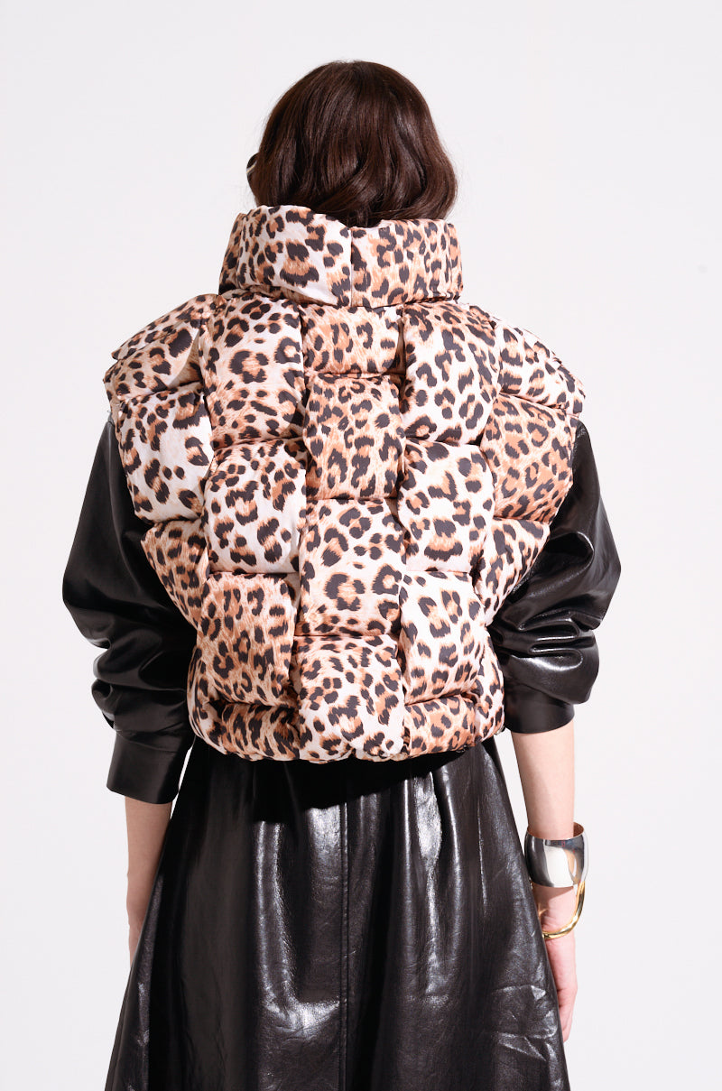 CHEETAH WEAVE PUFFER VEST