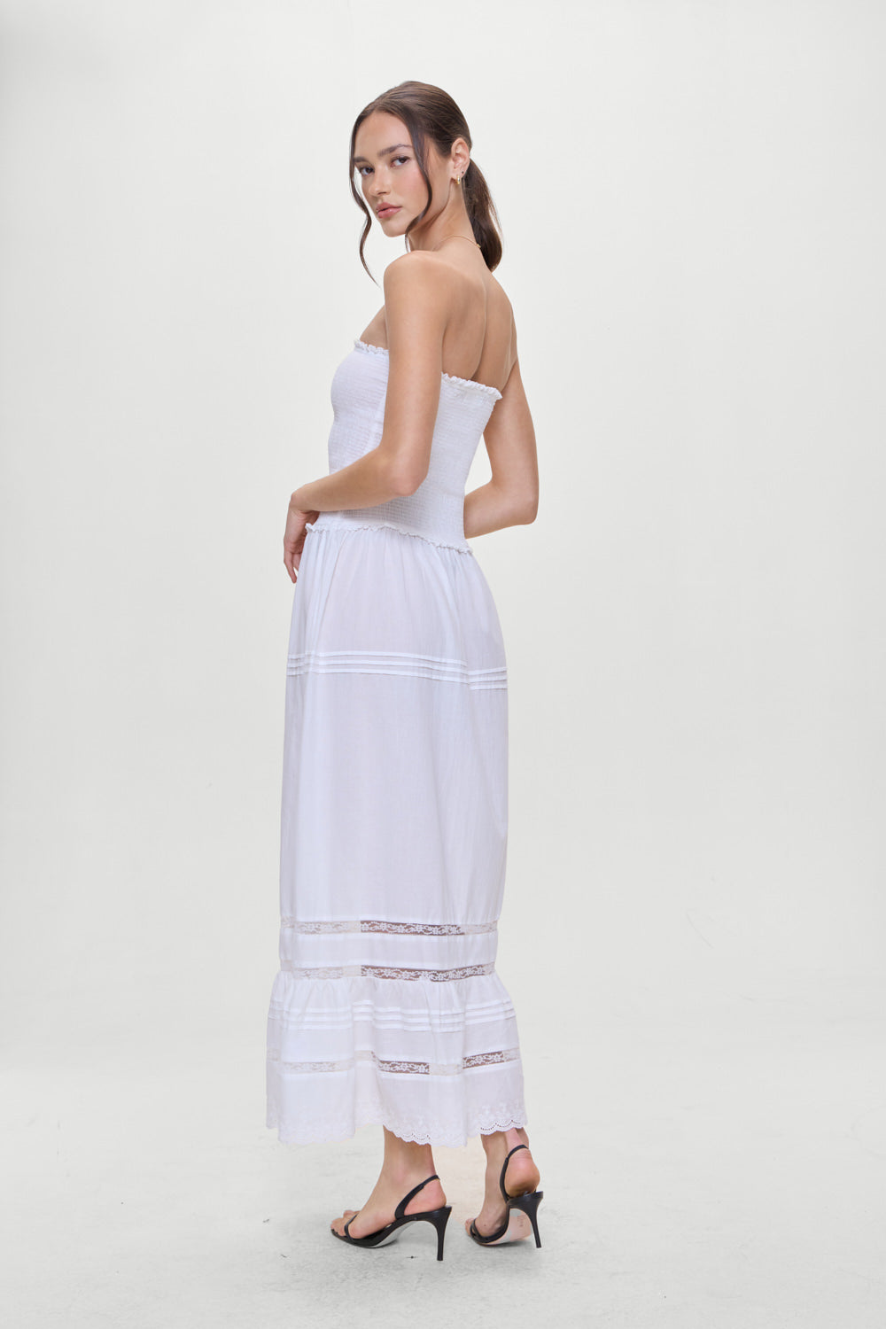 Empress Strapless Smocked Maxi Dress - White