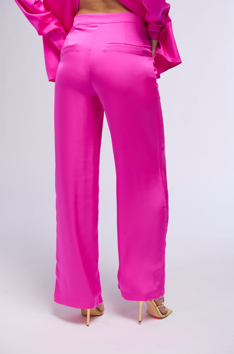 OPEN TO WHATEVER WIDE LEG SATIN TROUSER IN PINK