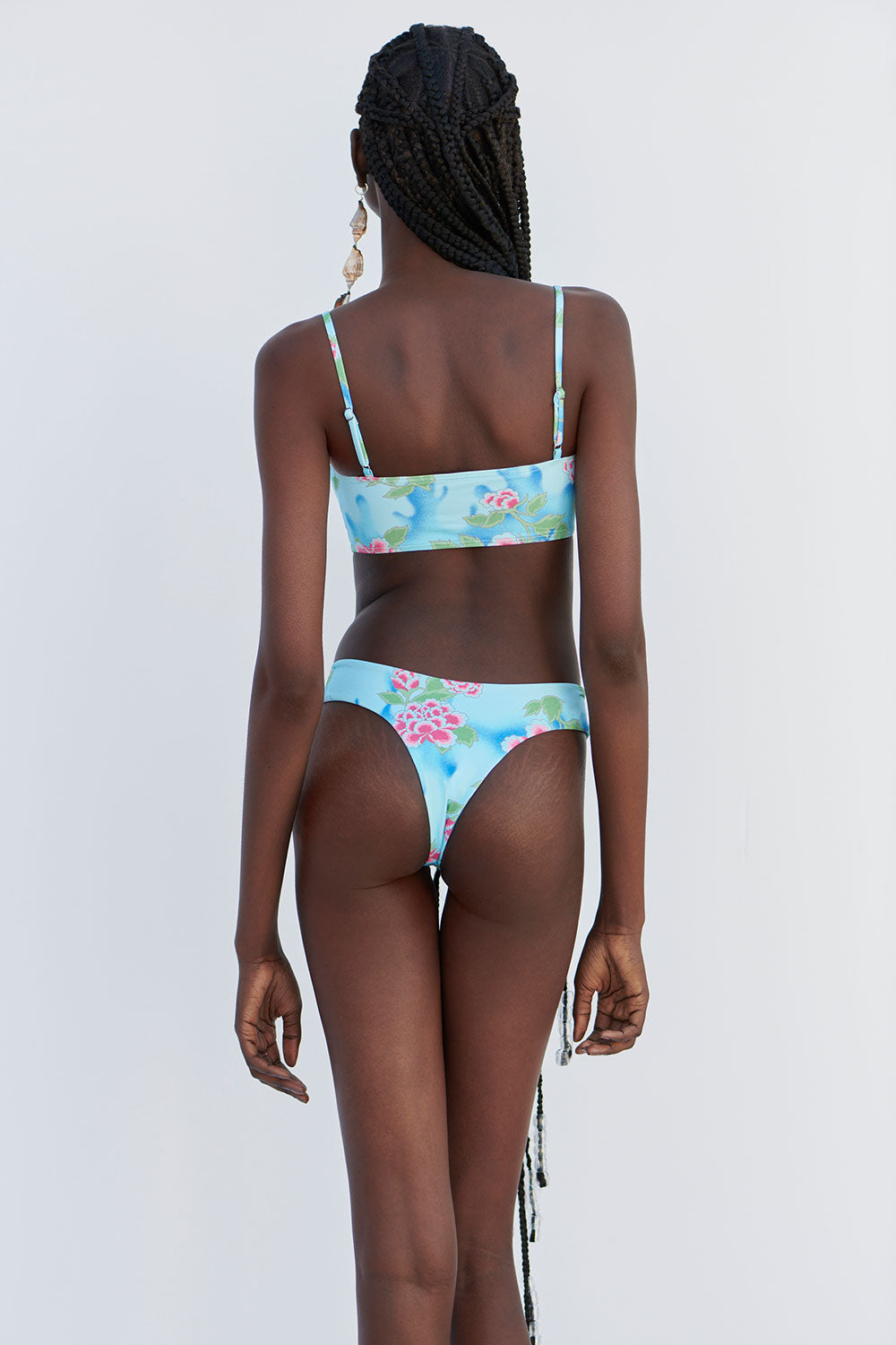 Dexter Floral Thong Bikini Bottom - Blue Daiquiri