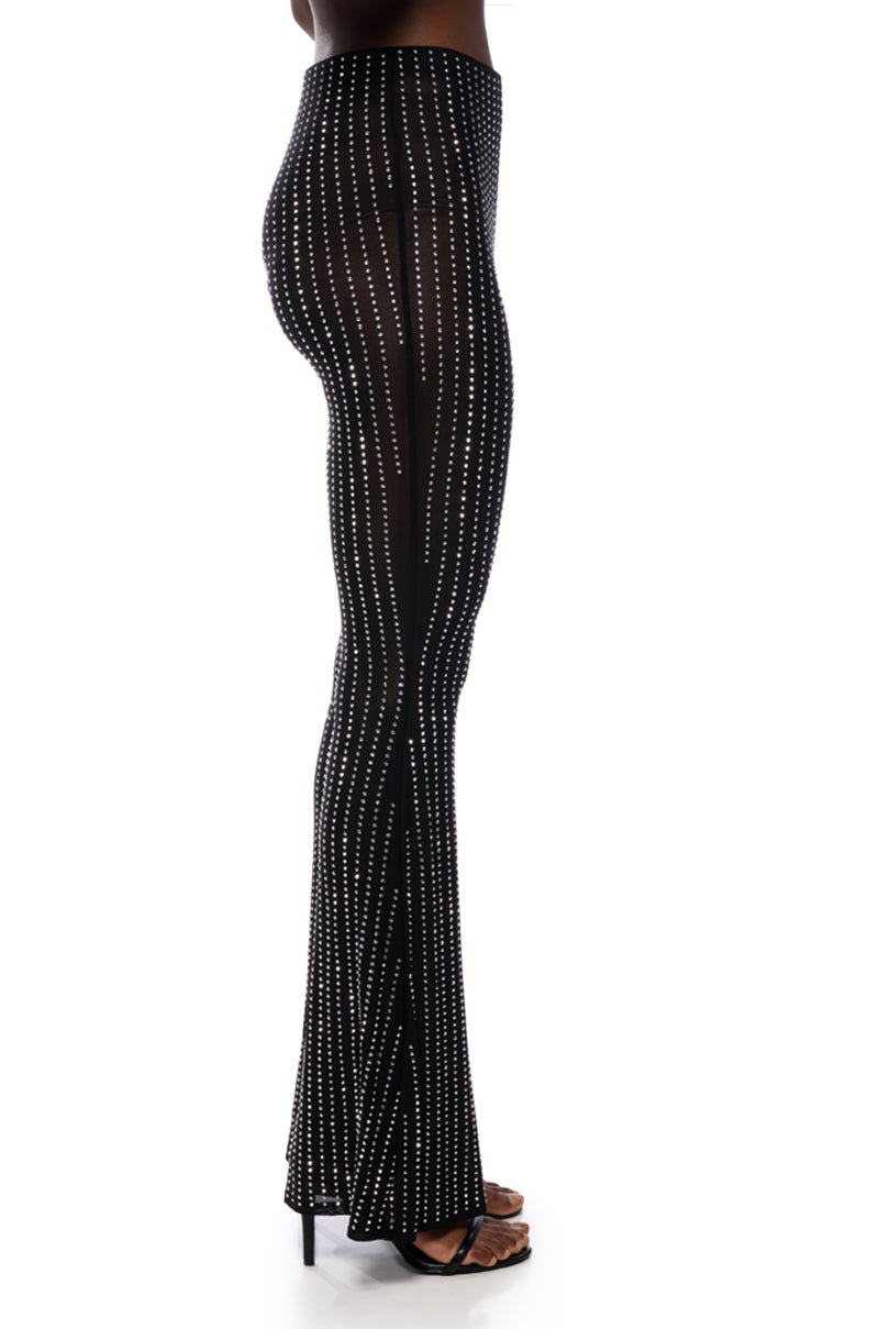 TAMERA RHINESTONE MESH FLARE PANT