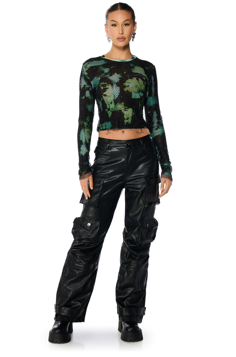 BONNE SOIREE CARGO FAUX LEATHER PANTS