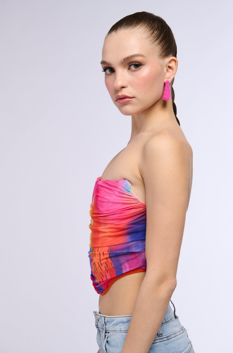 SUNSET DREAMING RUCHED CORSET TOP