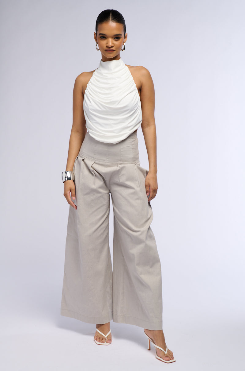 LUNA HIGH WAISTED WIDE LEG LINEN TROUSER