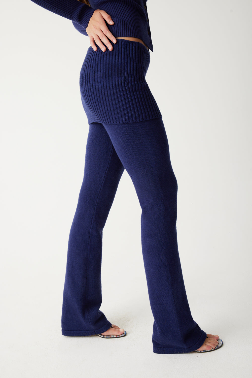 Mason Cloud Knit Flare Pant - Luna Blue