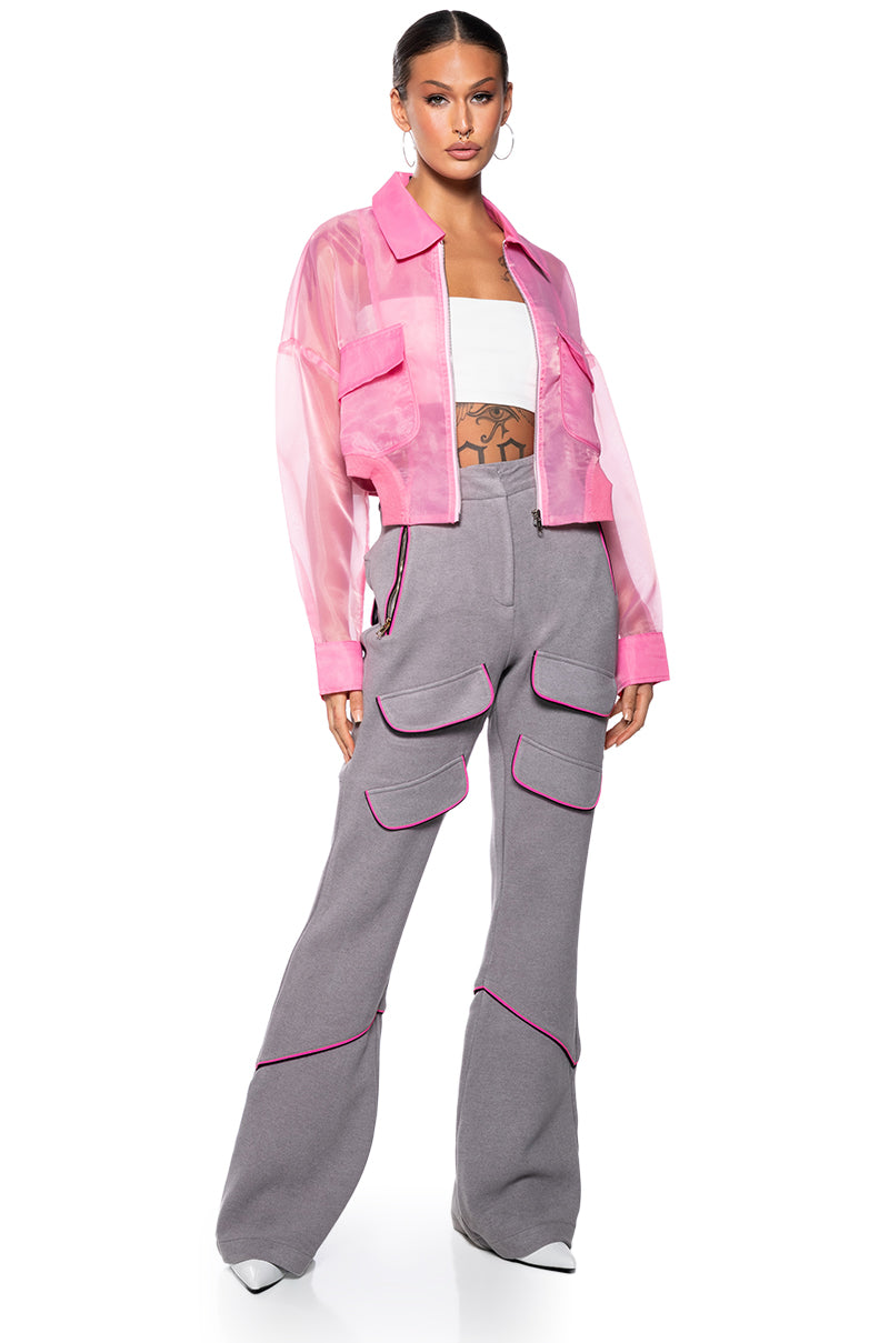 HYDE MESH BOMBR JACKET IN PINK