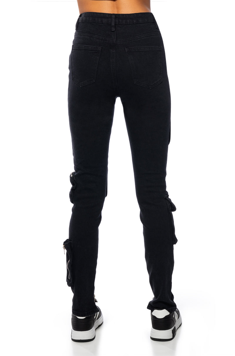 ONE STEP AT A TIME CARGO POCKET SKINNY JEANS