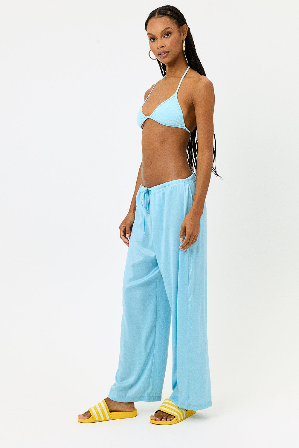 Michelle Low Rise Wide Leg Pants - Baby Blue