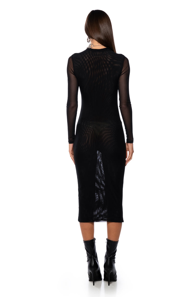 HARPER LONG SLEEVE MESH MIDI DRESS