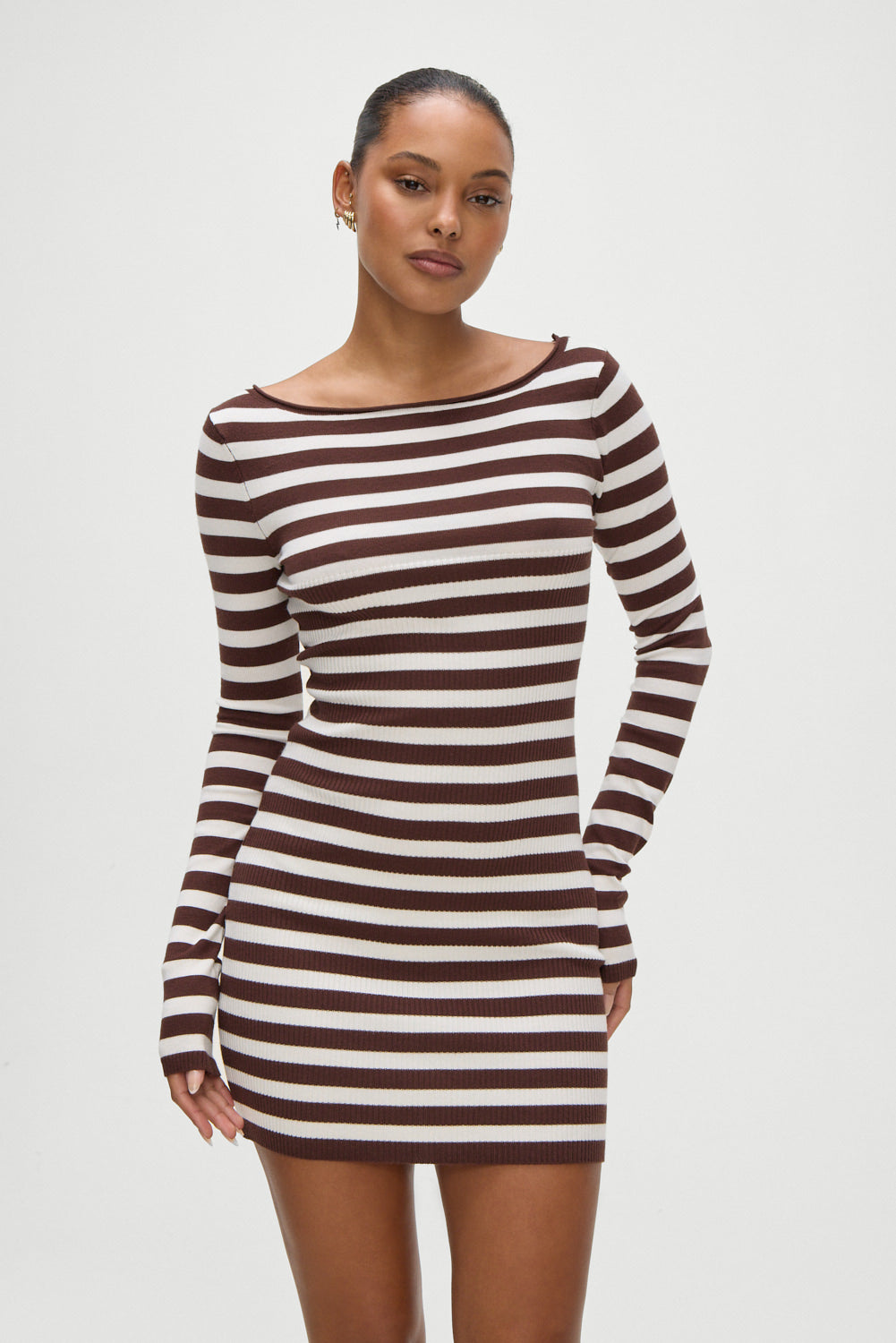 Luca Knit Mini Dress - Brown Sugar Stripe