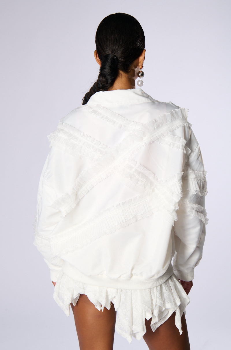 HONEY LACE TRIM BOMBER